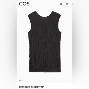 COS Crinkled Plissé Sleeveless Top Black